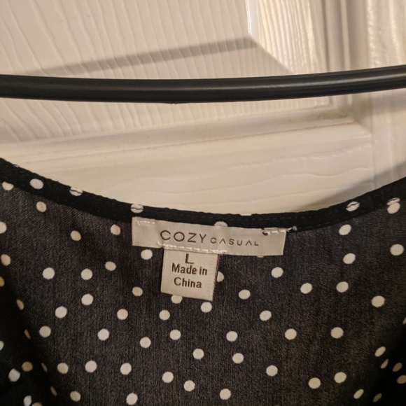 Black and White Polka Dot Wrap Dress - Picture 4 of 6